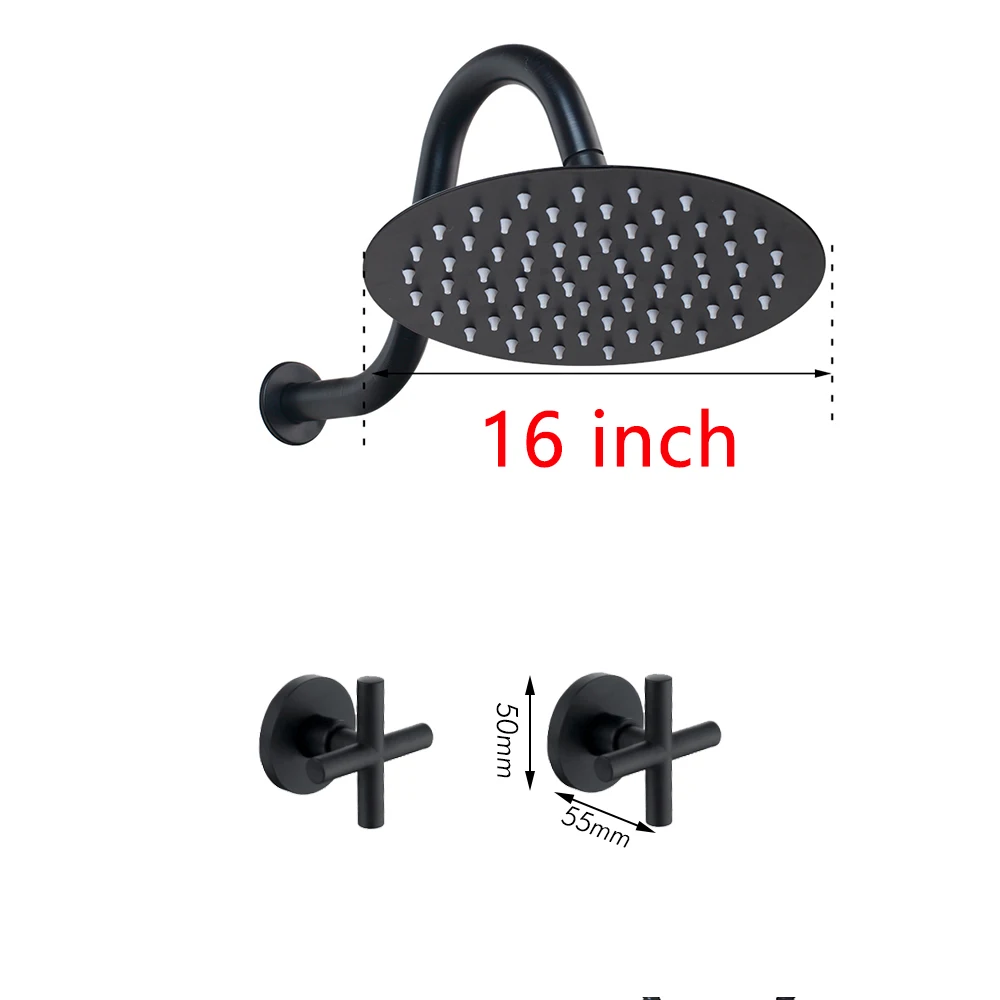 Shower Set 1C YANKSMART 8 дюймов черные круглые настенные смесители Ванная комната Душ с дождевой насадкой смеситель кухонный, две рукоятки холодная и горячая вода смеситель - Цвет: Shower Set 1C