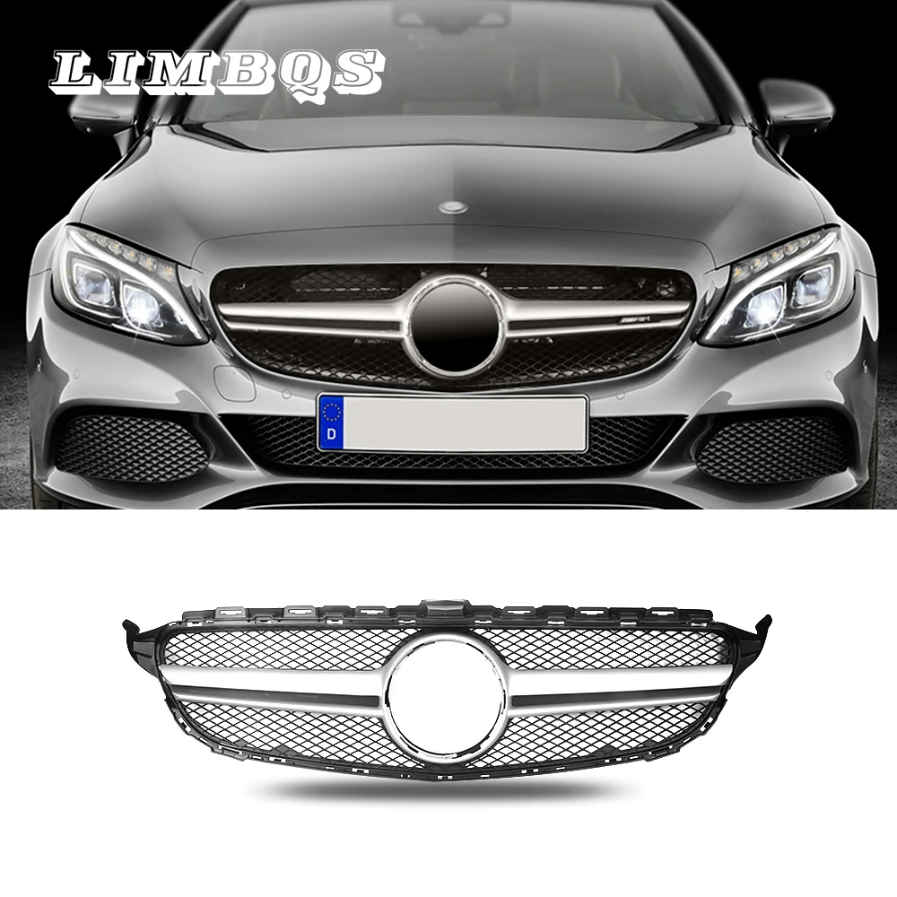 

Car front sport grill kidney grilles for Benz W205 2015-2018 series bumper decoration gloss black sports style front grille