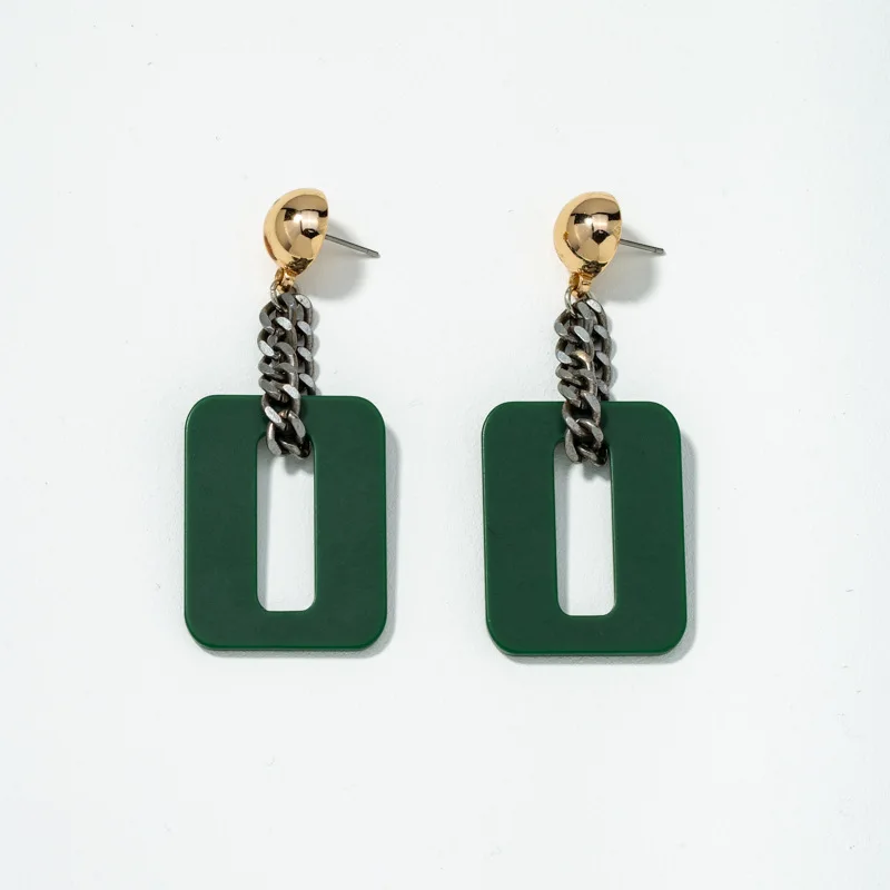 Креативная цепь из цинкового сплава женские длинные серьги красный зеленый