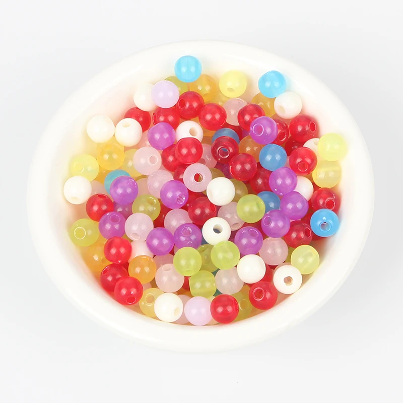 200 шт. разноцветные акриловые бусины желейного цвета для ювелирных изделий