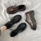 Школьная обувь в японском стиле, черные, коричневые туфли на платформе в стиле 