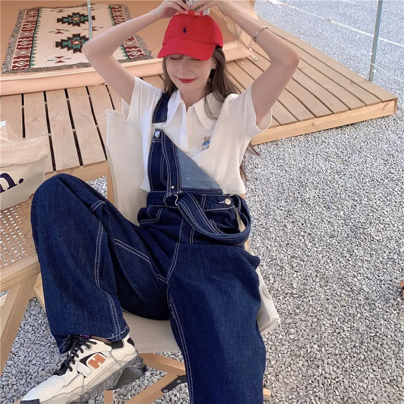 

Denim Women Overalls High Waist 2021 Spring Summer Casual Straight Jeans With Pockets Plus Size Jumpsuits and Rompers for Women