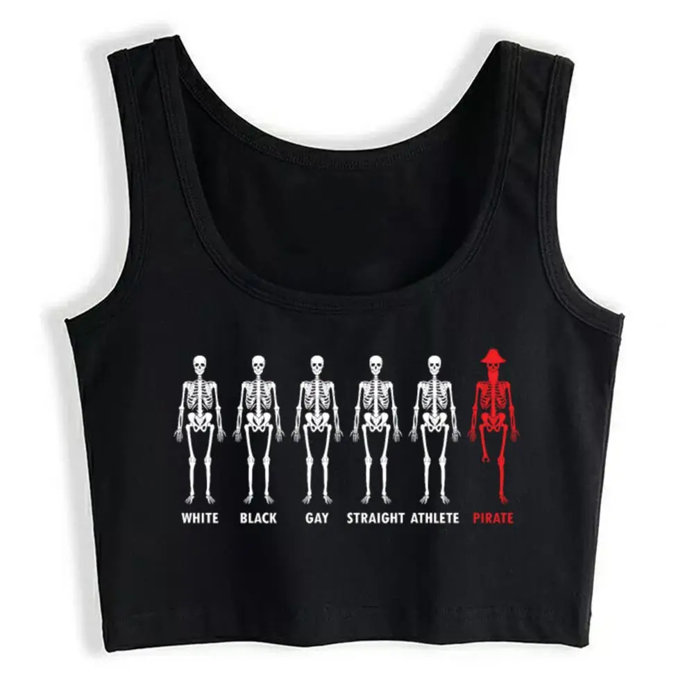 

Crop Top Female Awesome Pirate Skeleton Pirate Fan Pirate Vogue White Print Tops Women