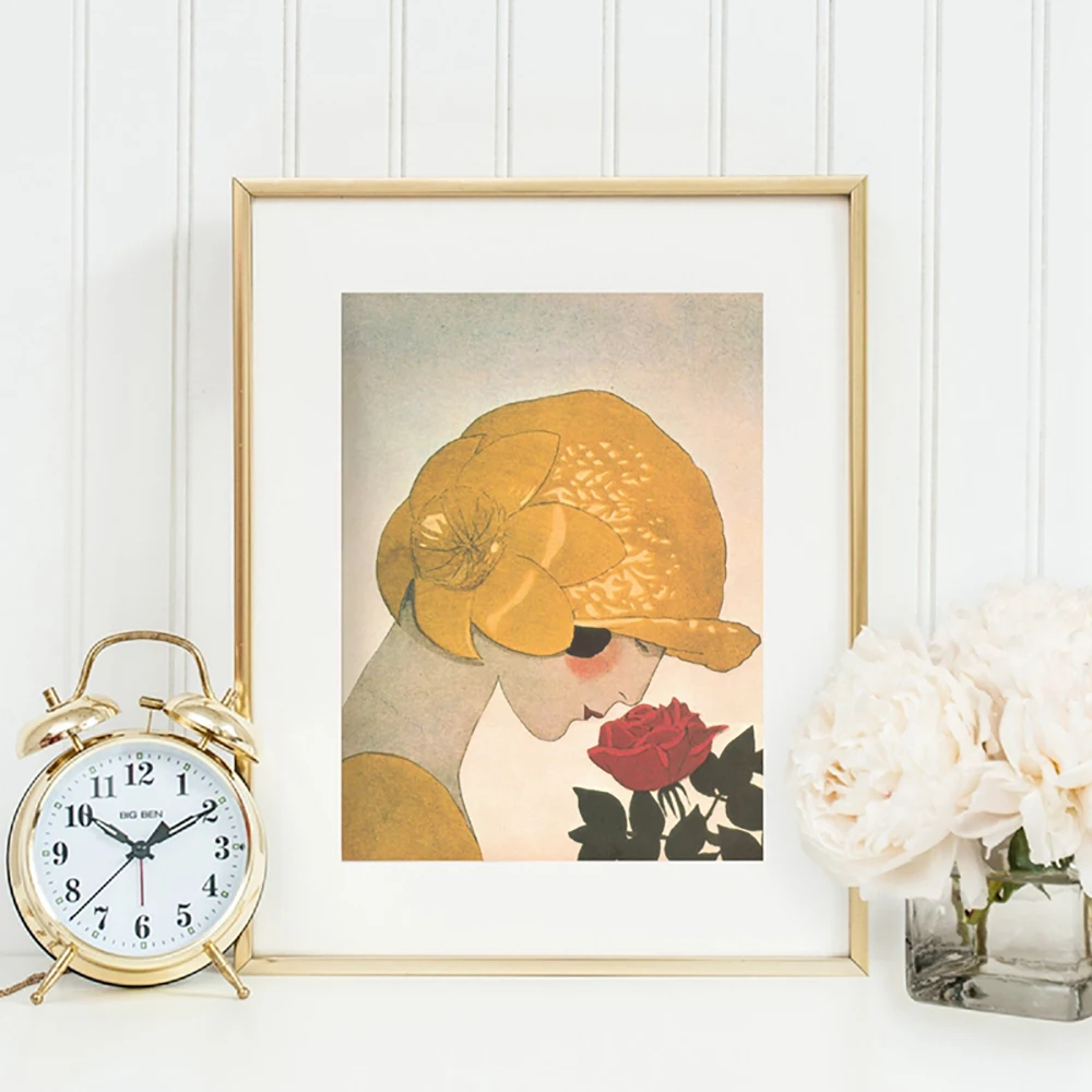 Картина на холсте с Hd принтом Модный чехол для стены винтажная иллюстрация шляпа