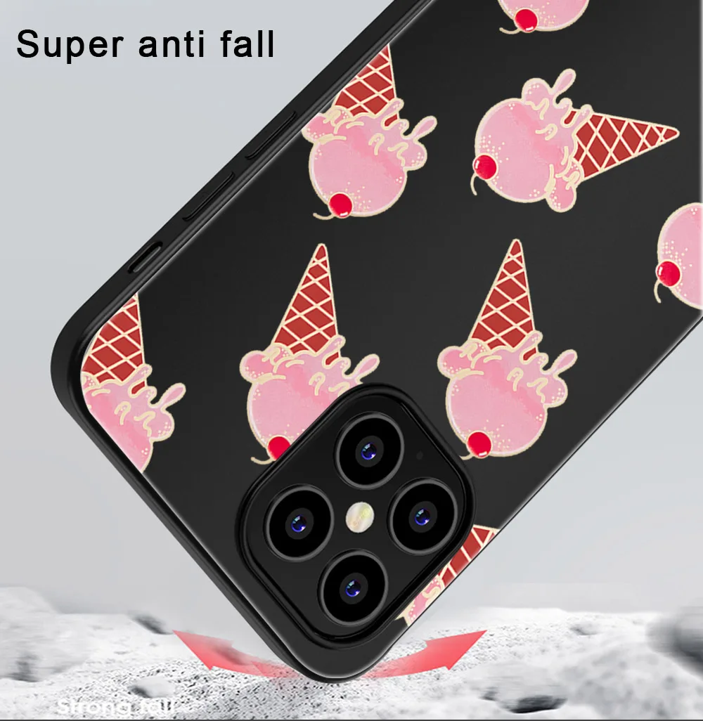 

Cute Food Phone Case For iPhone 11 12 Pro Max mini XR X XS Max 7 8 6S Plus SE 2020 Phone Cases Soft TPU Black Cover Coque Capa