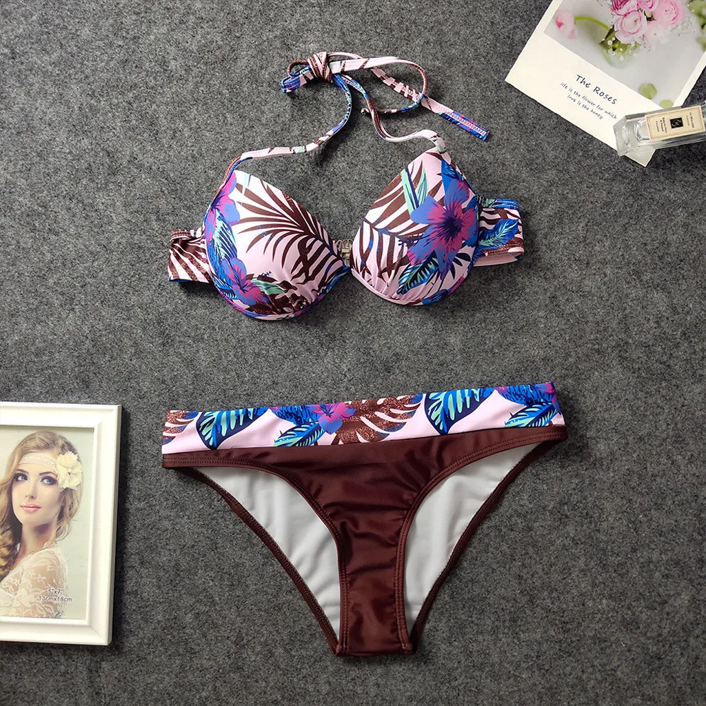 JAYCOSIN Модный женский бюстгальтер из двух частей сексуальный цветочный принт