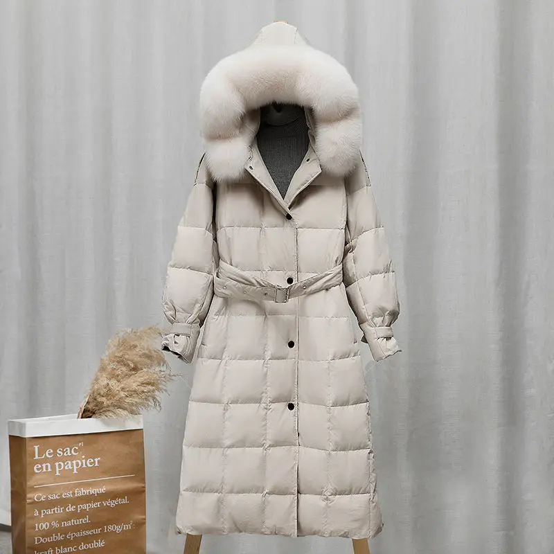 

2020 New Fashion Women's Down Jacket Hooded Big Fur Collar Women's Jacket Long Loose Thick Winter Down Coat Women Clothing