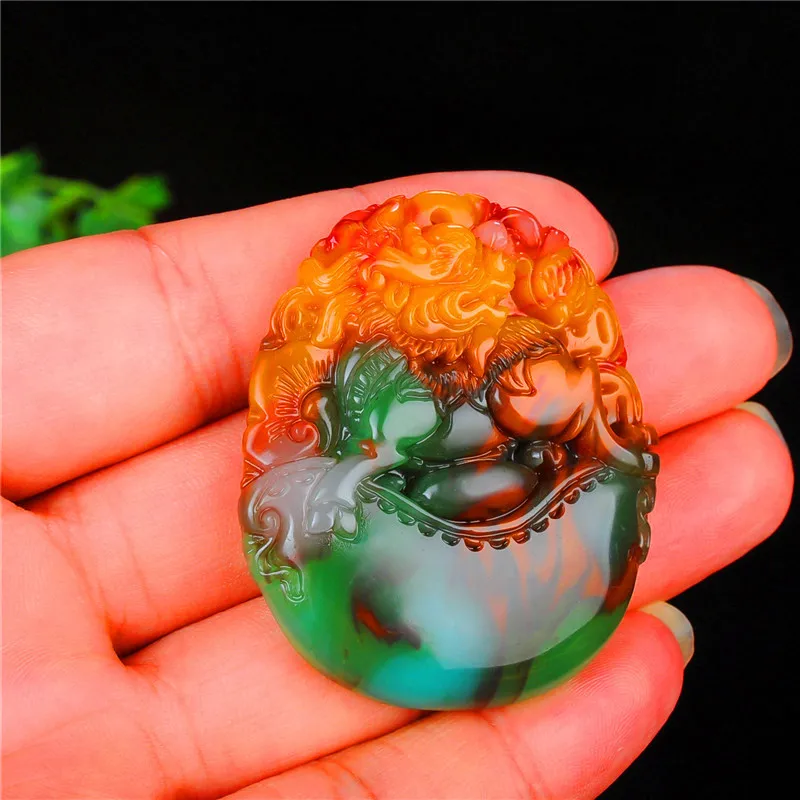 Синьцзян Хэтянь нефритовый золотой шелк красочный нефрит Кирин ожерелье кулон