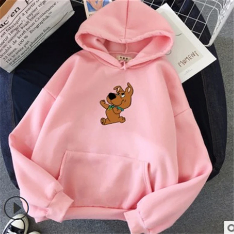 2021 Oversize Cute Dog Print Sweatshirt Kawaii Hoodies Women Top Clothes Hoody Female Itself Winter Women Hoodies Full Sleeve