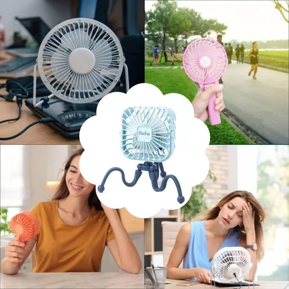 

Mini Portable Hanging Electric Fan Octopus Stand Adjustable Handheld USB Charging Fan Cooler For Student