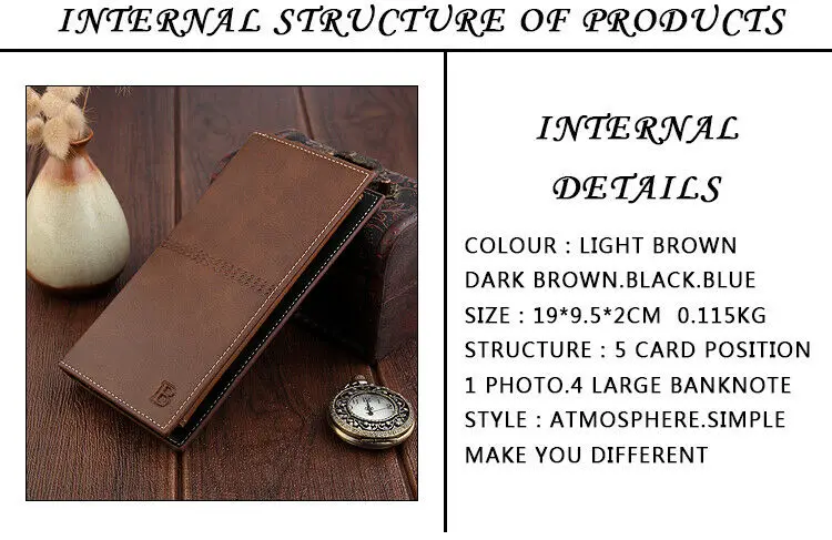 Мужской деловой Роскошный кожаный бумажник из искусственной кожи ID держатель