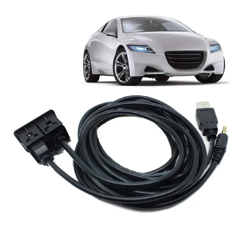 Auto Boat Bike Marine 3.5mm AUX USB Extension Cable Adapter 1.5M Car Dash Flush Mount Port Panel Transmits Audio Video images - 6