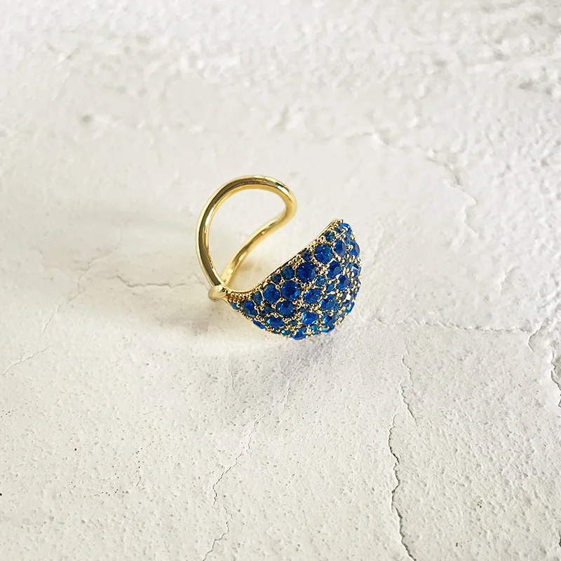 Женские открытые кольца в форме яйца с фианитом Стразы регулируемые из зеленого