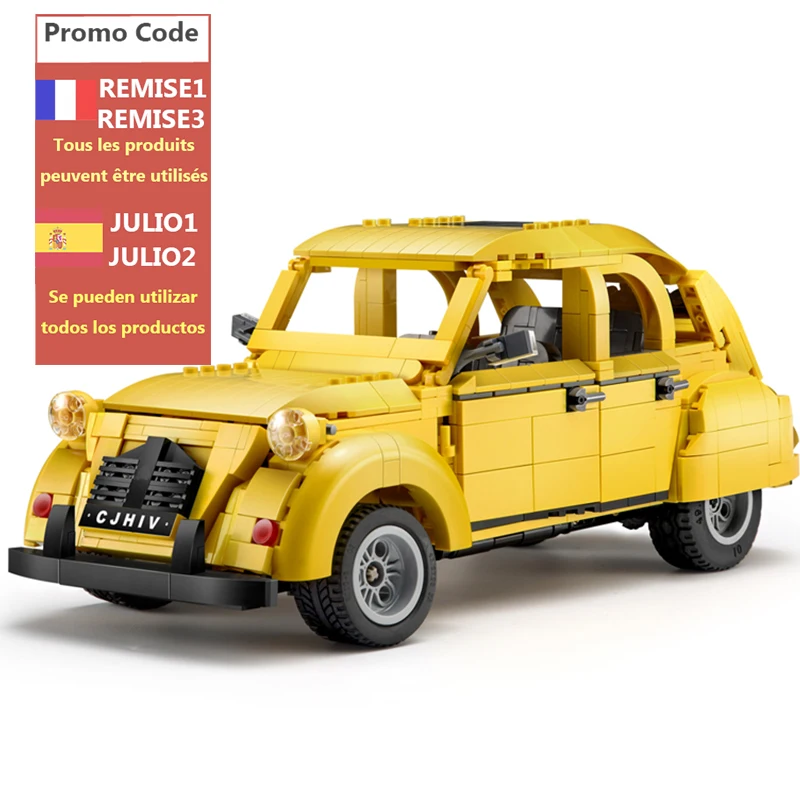 

1238pcs Moc Classic Vehicle Retro Car 2cv Building Blocks Toys Model Compatible With High Tech Brick Children's Toys
