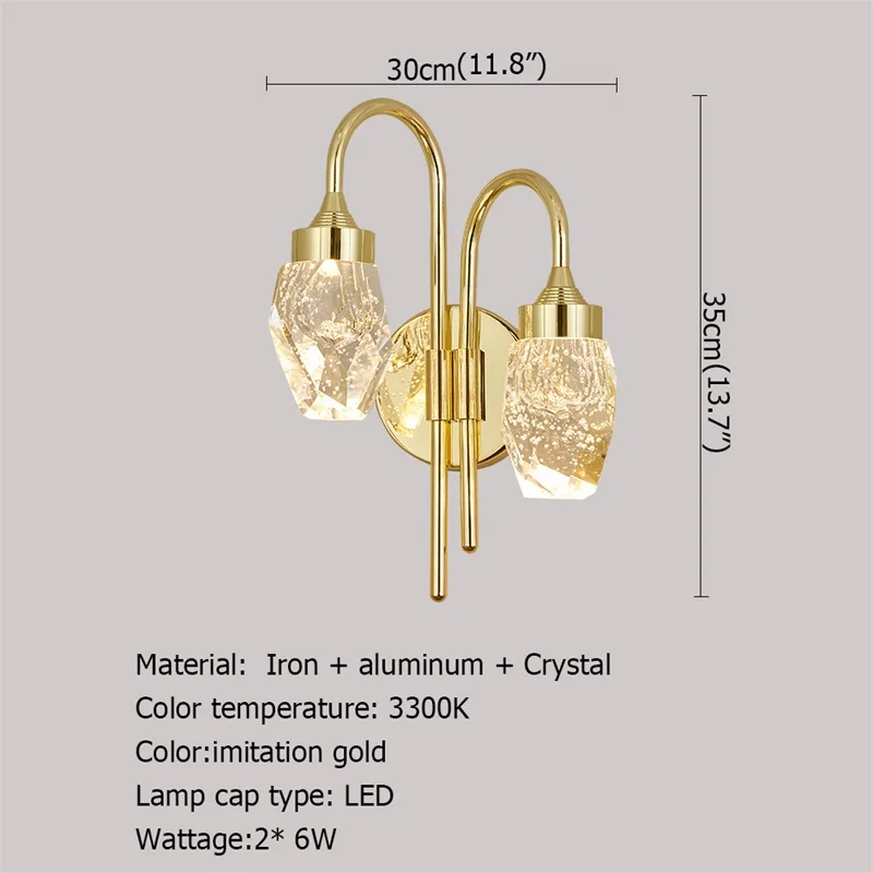 Современная настенная лампа OUFULA Crystal Sconce LED для внутреннего освещения, золотые элементы роскошной декорации для спальни, гостиной, офиса.