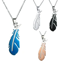 fashion feather pendant necklace long sweater chain statement jewelry leaf necklace for women collier femme collar kolye gift