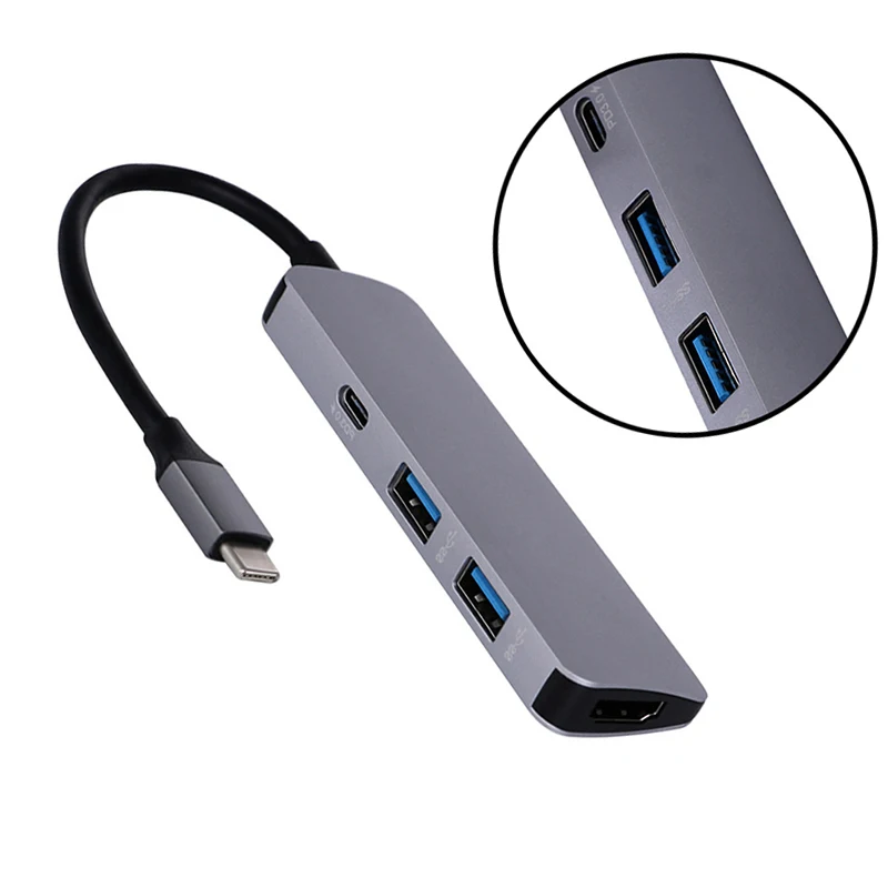 Концентратор 4 в 1 USB 3 0 HDNI 4K 5 Гбит/с кардридер SD/TF зарядка PD для ноутбука планшета