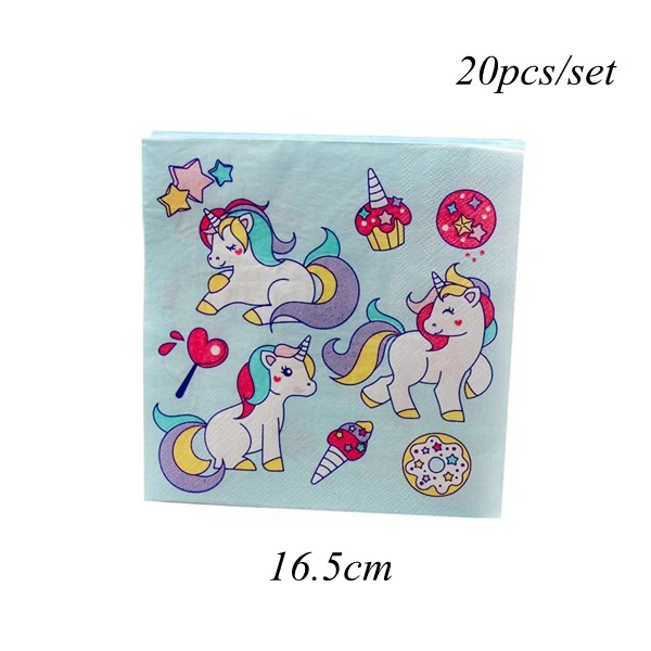20pcs blue 1 компл. Розовый/Синий Единорог вечерние одноразовые посуда бумажный шарик салфетка/тарелка/чашка детский душ детские предметы для украшения дня рождения - Цвет: 20pcs blue