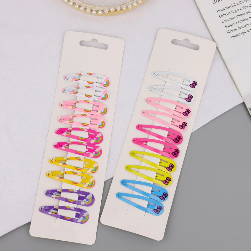 Snap Hair Clip for Children Girls Accessories Kids Hairpin Baby Cute Color Metal Pins Butterfly Dot Bow Print Barrette | Красота и