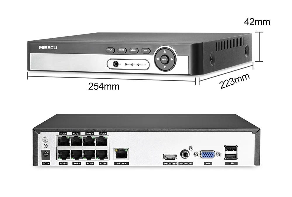 MISECU 8CH NVR 1080P 2MP IP сеть POE аудио запись наружная Водонепроницаемая камера видеонаблюдения системы безопасности домашний комплект видеонаблюдения