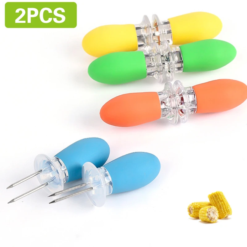 2 шт. Нержавеющая сталь кукурузы держатель для вилок барбекю зубцами шпажки