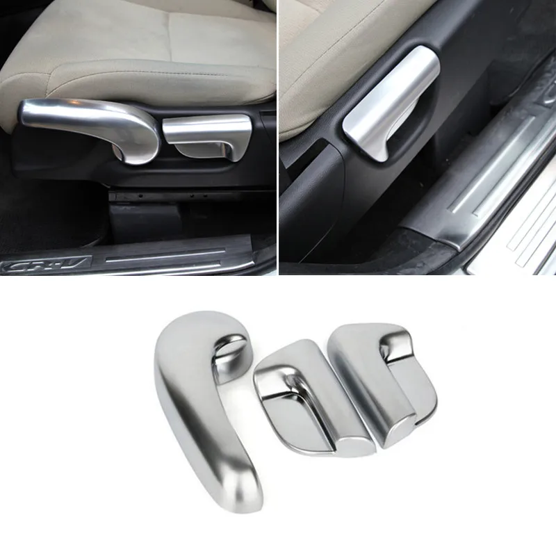 

For Honda CRV CR-V 2012 13 14 15 2016 Car Seat Adjustment Switch Panel Sticker Cover Trim Interior Accessories ABS Chrome 3pcs