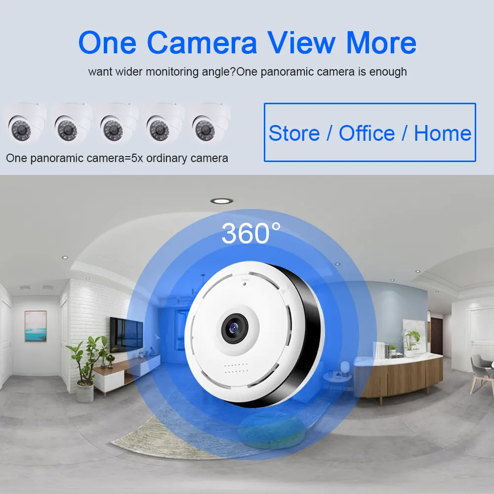 360 degree panoramic vr camera wifi home fisheye two way audio cctv ip security surveillance camera wireless 1080p p2p cloud cam free global shipping