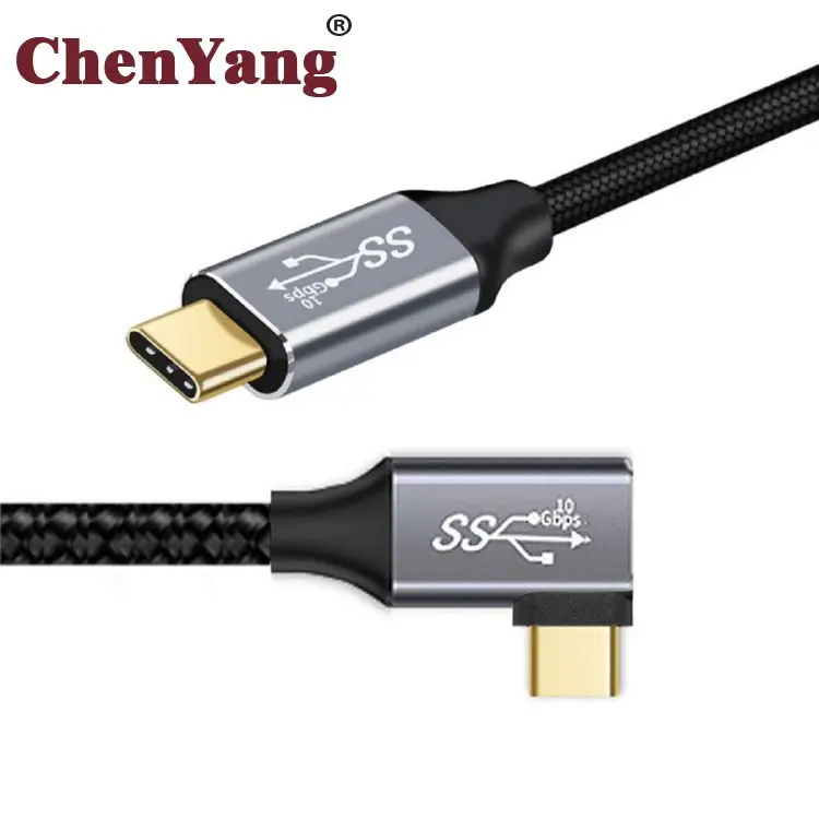

Chenyang Right Angled 90 Degree Type-C USB-C Male to Male USB3.1 10Gbps 100W Data Cable for Laptop & Phone