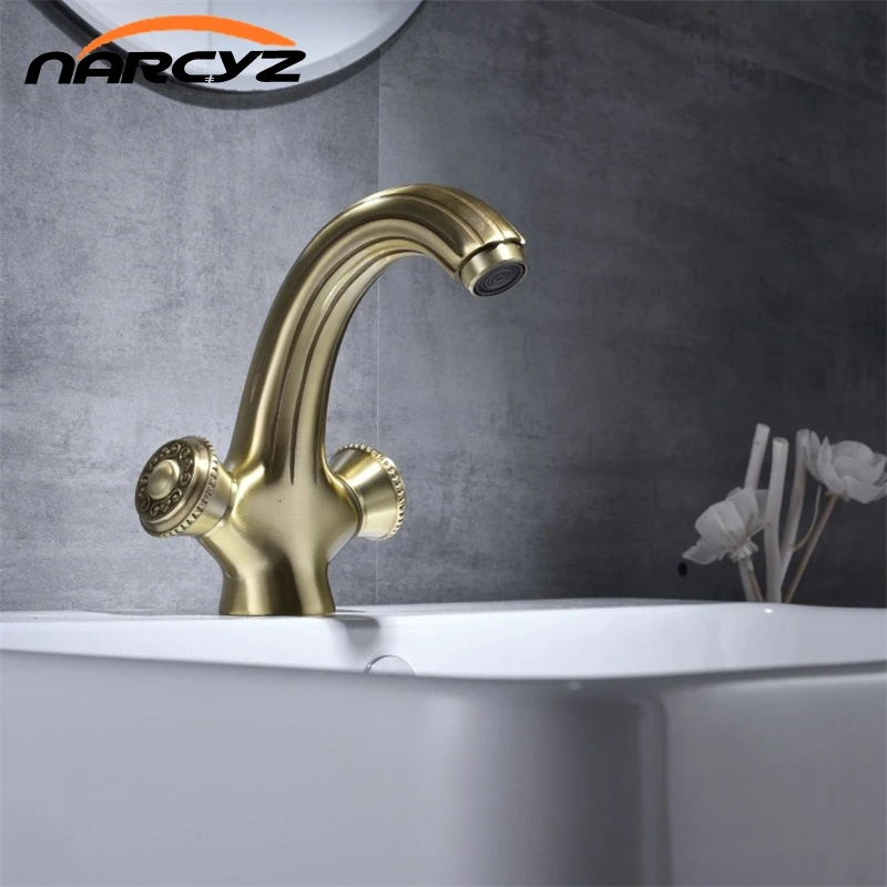 Смесители для раковины Черный смеситель с двойной ручкой крепление на раковину