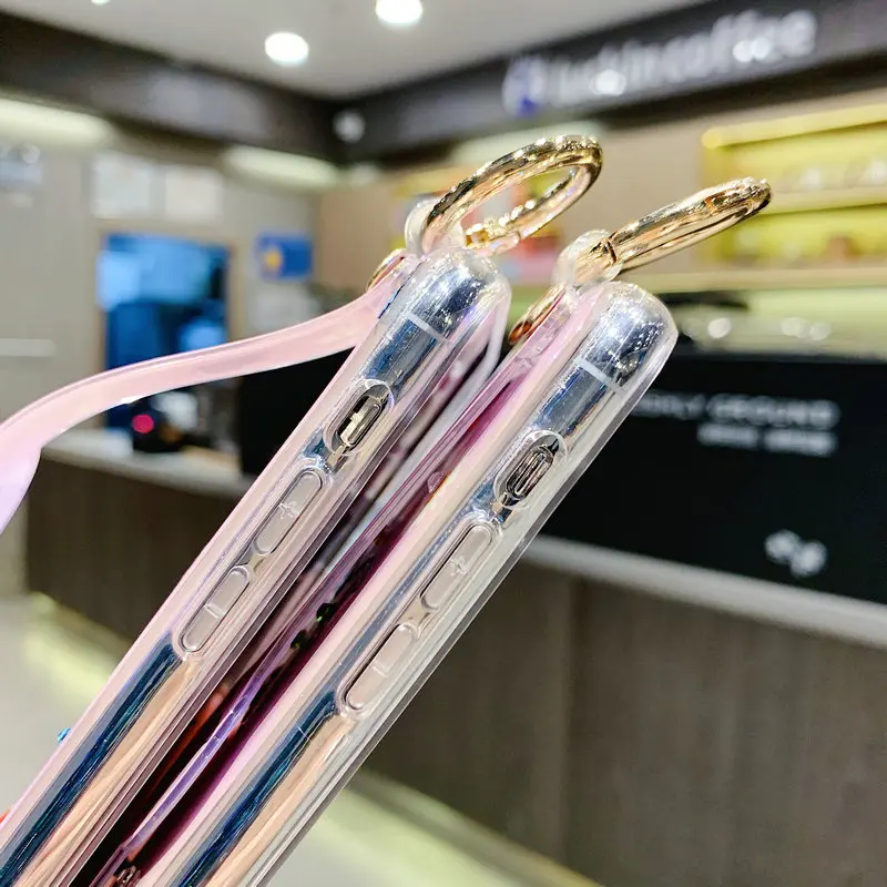 

Purple Butterfly Wristband Stand Soft Silicone Phone Case For Iphone 12 11 Pro Max Mini X XS MAX XR 7 8 Plus SE 2020 Back Cover
