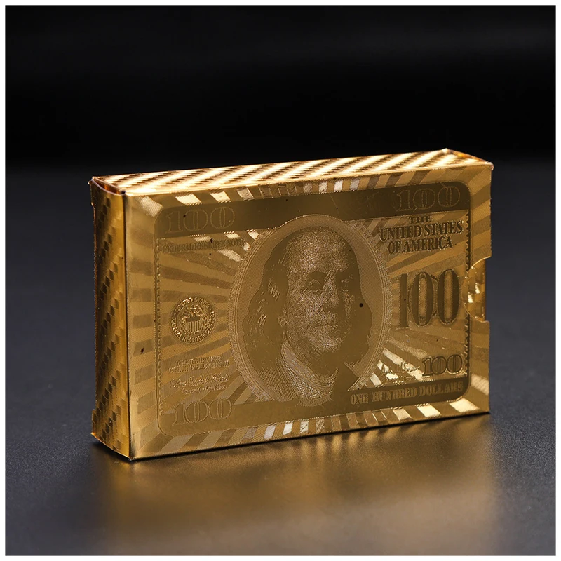 24K золотые карты для покера Роскошные Золотые Фольга покер игральные доллар евро