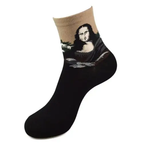 

Носки мужские и женские хлопковые в стиле ретро с рисунком маслом