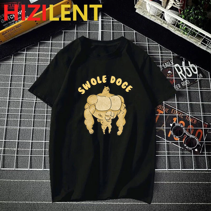 Унисекс для мужчин и женщин футболка Бонк мем Doge Забавный уличная Swole печатных