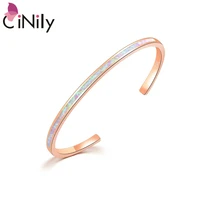 cinily meticulous pink opal rose gold color 925 sterling silver bangles for women fine jewelry adjust cuff bangle os694 98