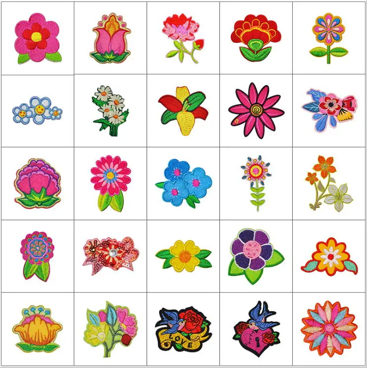 

10 шт., вышитые цветочные патчи для одежды