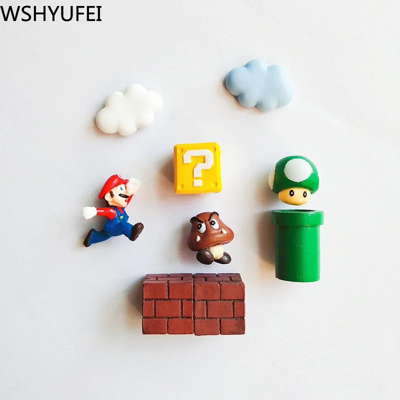 1 Набор милых резиновых 3D магнитов на холодильник в стиле супер Марио детские