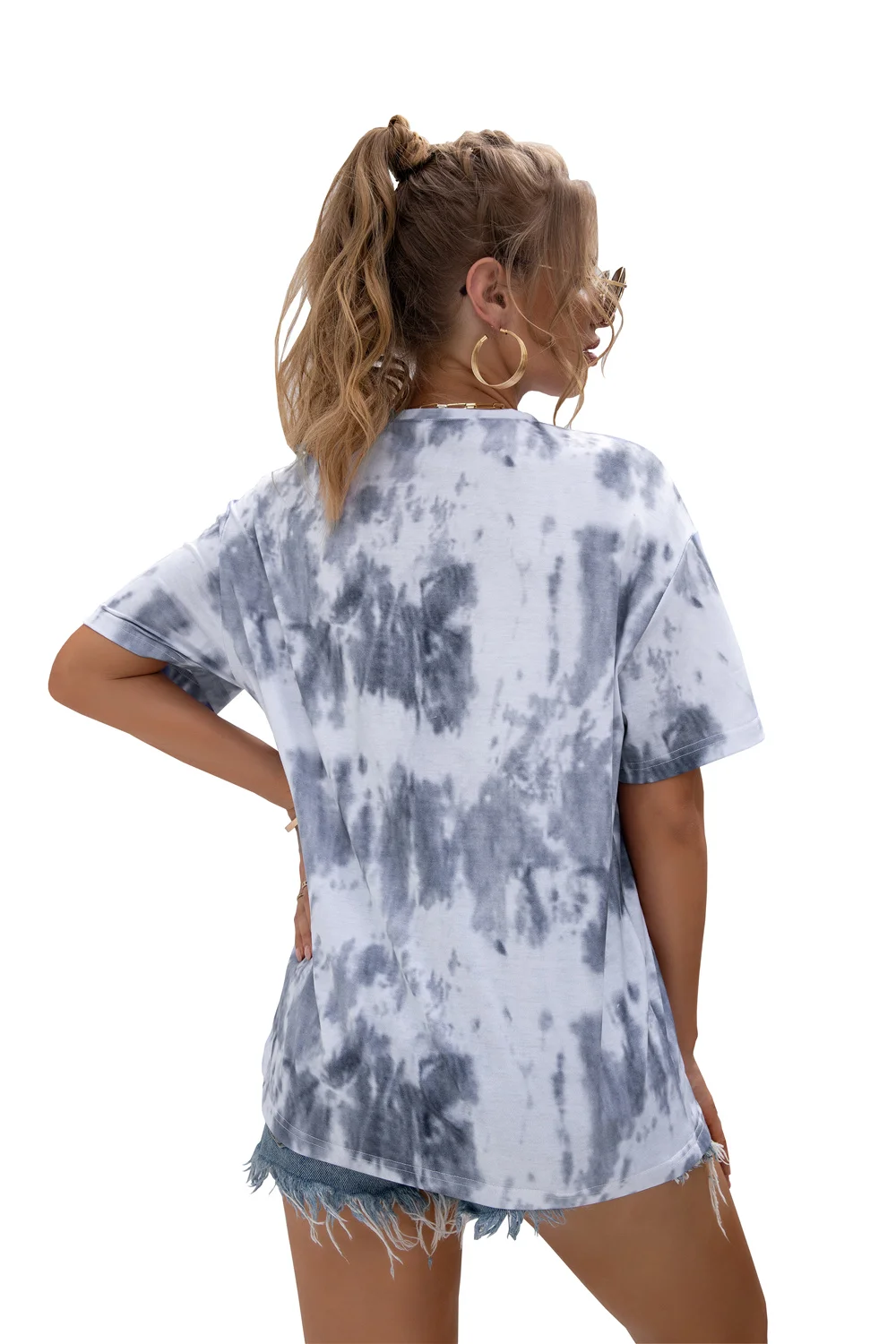 

O-Neck Fashion Tie-Dye Printing Short Sleeve Tops For Summer 2021 Casual Cotton Splice Loose Hot Sale Color Contrast T-Shirts