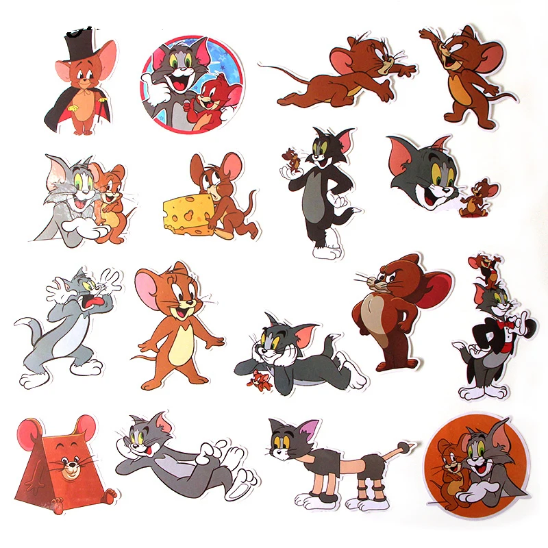 17 шт./компл. наклейки с граффити для кошек и мышей Детский чемодан скейтборда