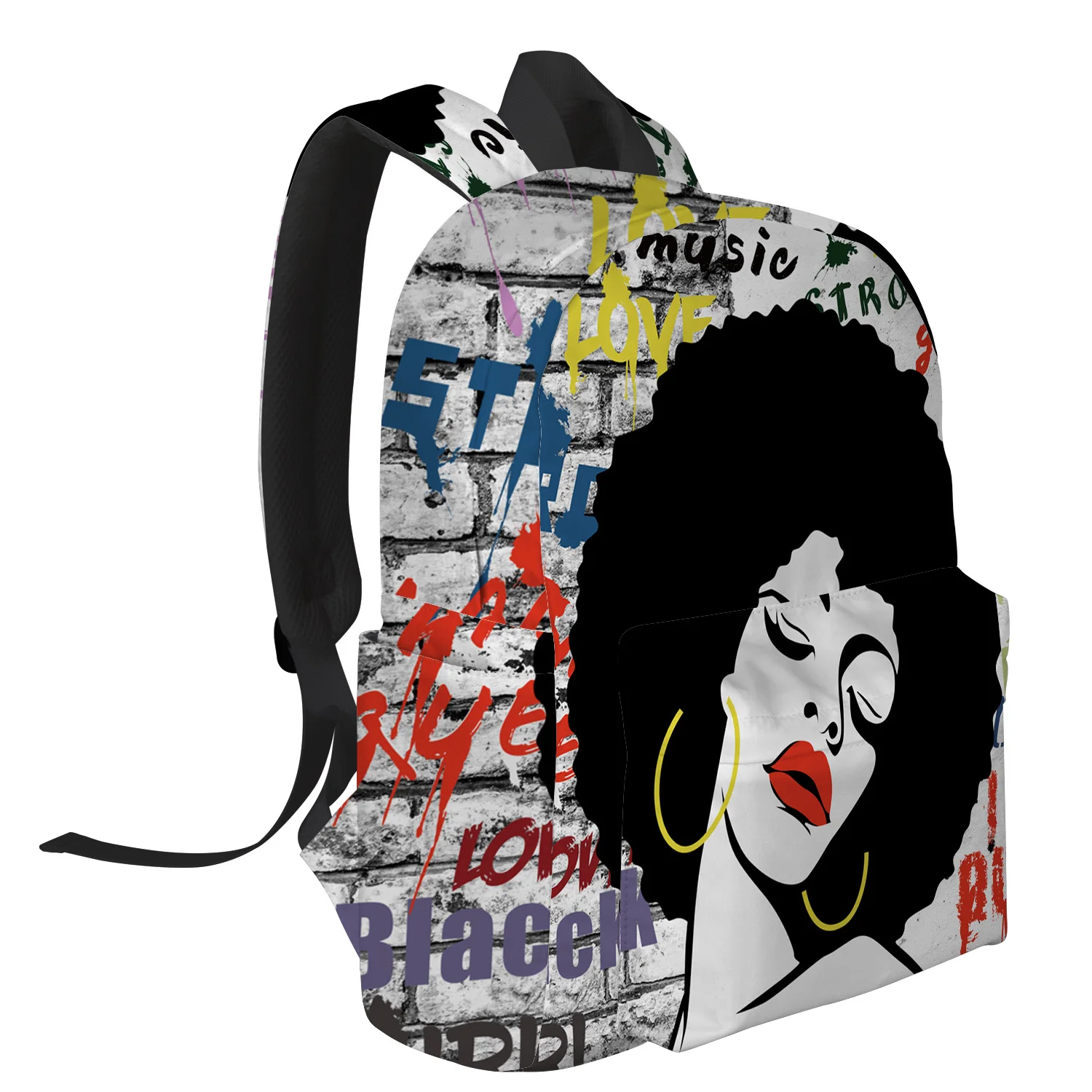 Черная Девушка Граффити сексуальные губы рюкзак для женщин мужчин Мульти карман