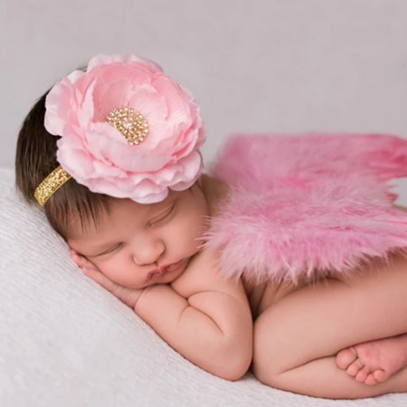

Baby Feather Angel Wing+Headband Set Newborn Photography Props Costume Headwear H9EF