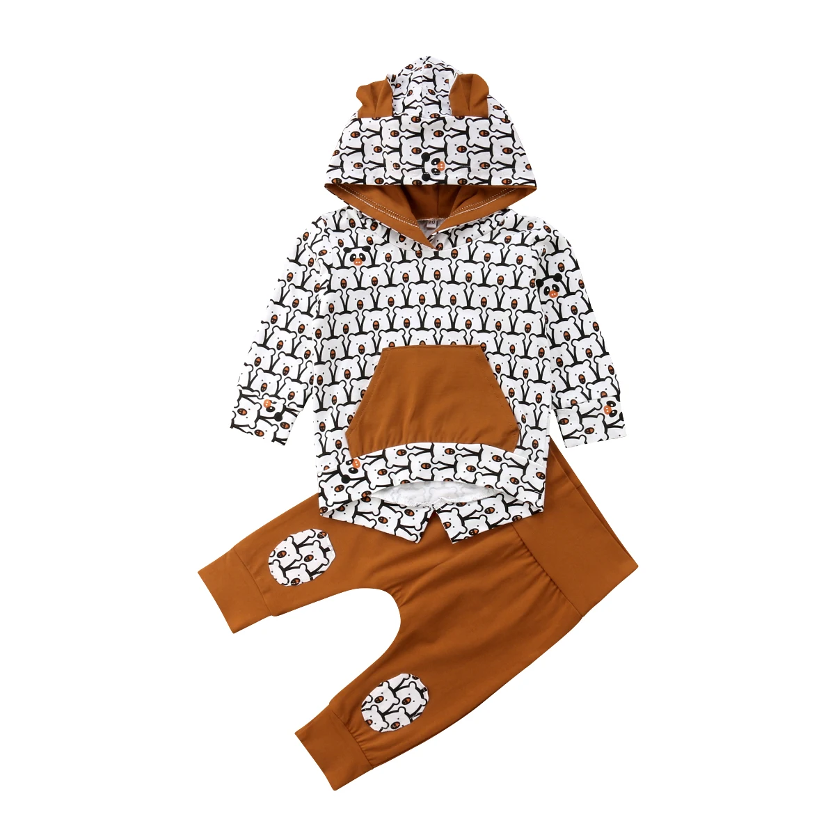 

2020 Toddler Baby Girl Autumn Winter Clothes Sets 2PCS Long Sleeve Hooded Cartoon Bears Print Sweatshirt Tops+Pant 0-24M