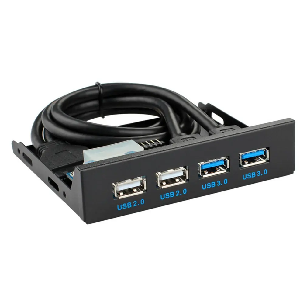 

4 Port USB Front Panel 19 Pin USB3.0 USB2.0 Hub Expansion Bay Adapter Plastic Bracket For PC Desktop 3.5 Inch Floppy Bay