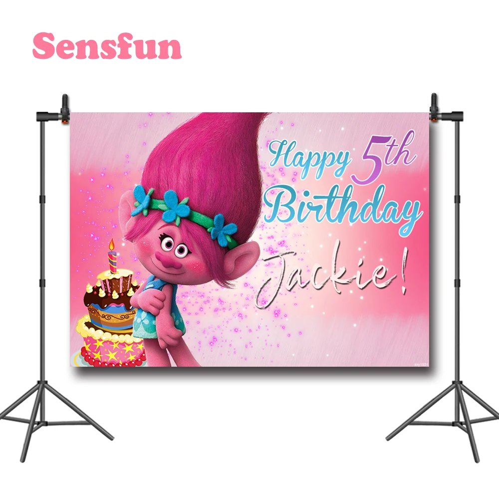 Sensfun розовый тролли принцесса Маковый торт фотографии фоны для девочек день рождения фон фотостудия пользовательские виниловые