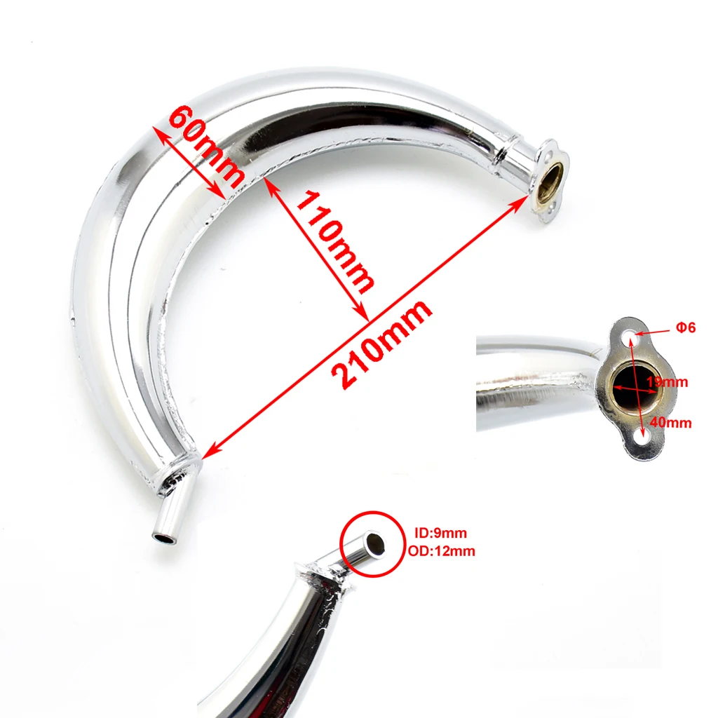 Хромированный глушитель банана выхлопная труба W/прокладка для 49cc 50cc 60cc 66cc 80cc