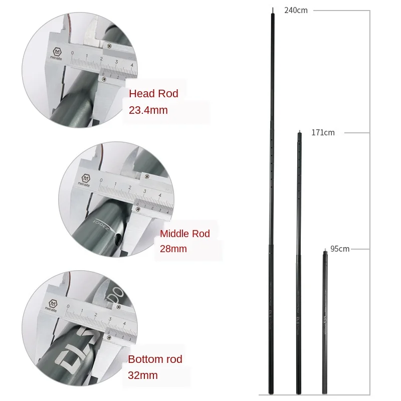 

Outdoor Camping Large Canopy Pole Thickened 32mm Portable Telescopic Tent Pole Camping Sunshade Support Rod 2.4m High Quality