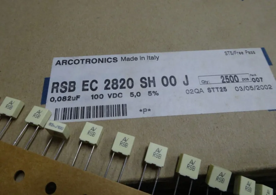 50 шт AV RSB 0 082 мкФ/100 V для нового пленочного конденсатора 100nf 1 мкФ 823 Бесплатная
