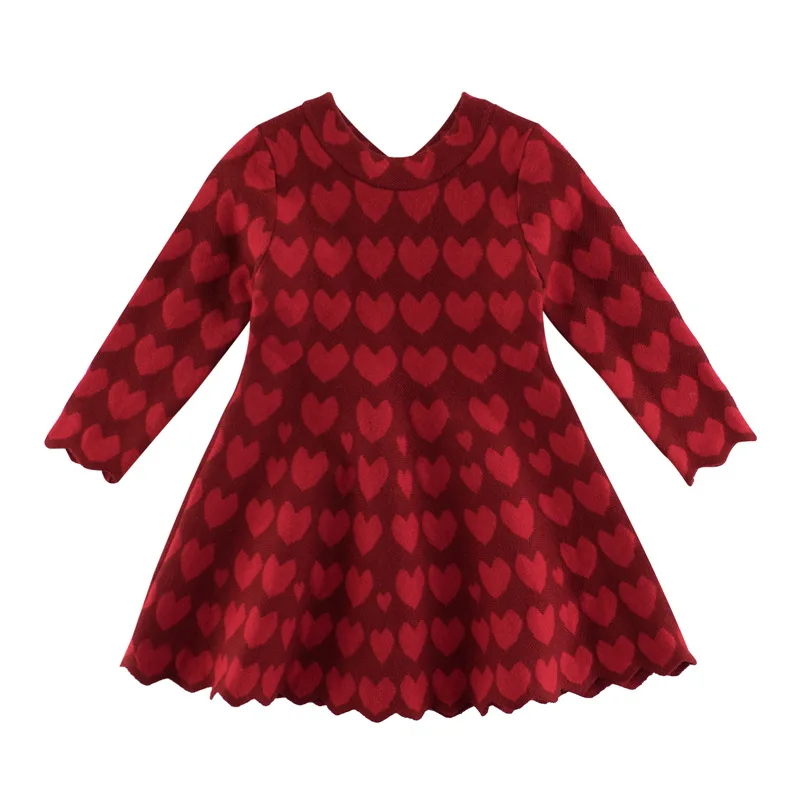 

Girls Knitted Dress Autumn Winter Kids Long Sleeve Dresses New Fashion Children Clothing