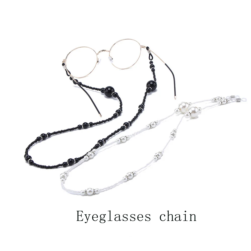 Модные женские цепочки для очков черные акриловые бусины цепи Противоскользящий