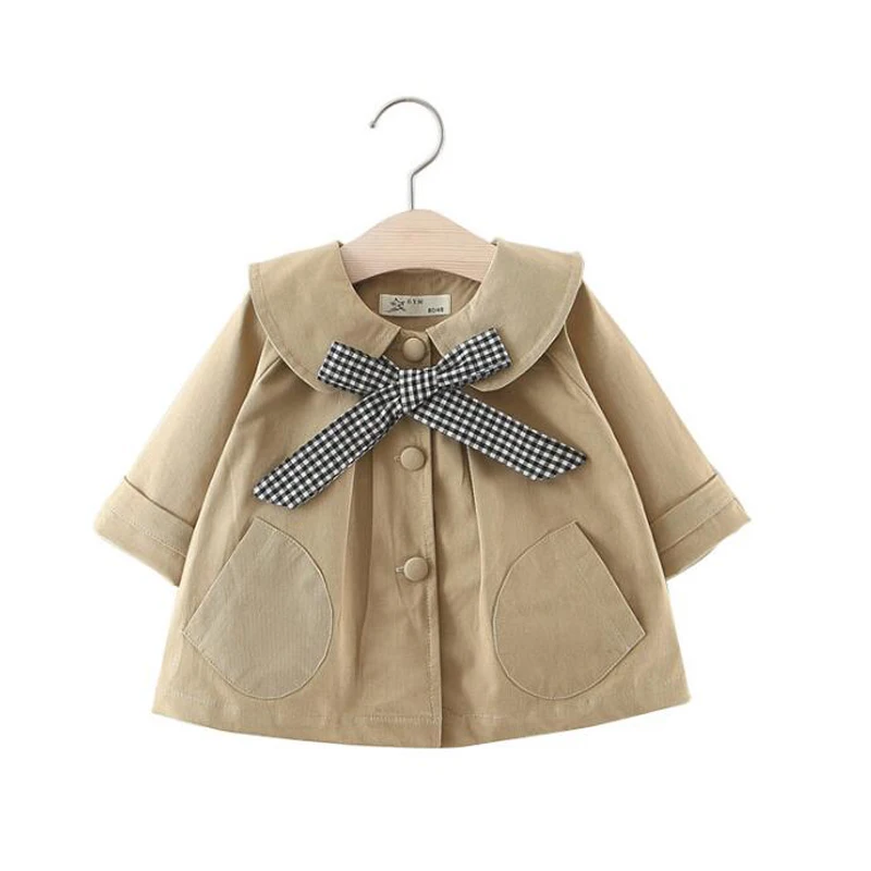 

2021 New Children's coats spring autumn girls jackets casual kids coats turn down collar baby's coats for 0-3years solid color