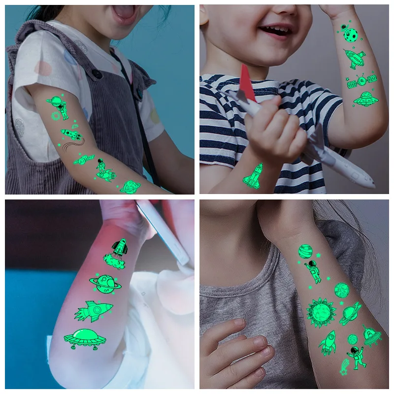 

1pcs Tattoo Stickers Luminous Child Kid Temporary Fake Tattoos Glow Paste on Face Arm Leg for Children Body Art Sticker